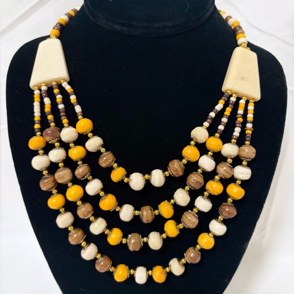 Multi layered Bone Bead Necklace